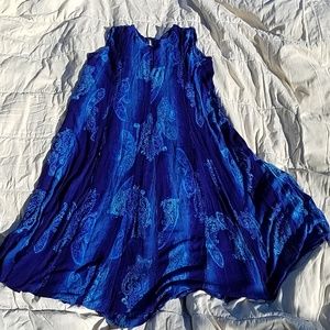 Boho Maxi Dress 2x Blue  Paisley sleeveless